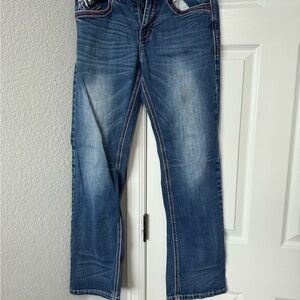 Black Blue Bootcut Jeans with Natural Fading